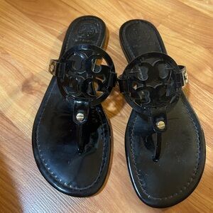 Tory burch miller sandal patent leather black 8.5